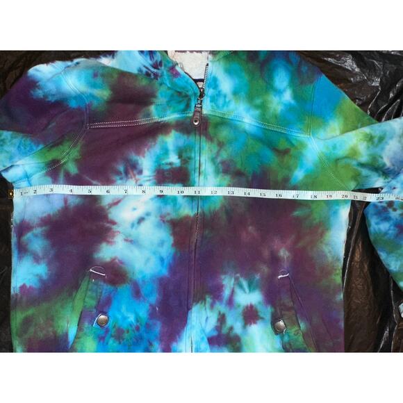 SUPER WARM COZY TIE DYE FAUX FUR LINED HOODIE M - Picture 9 of 10